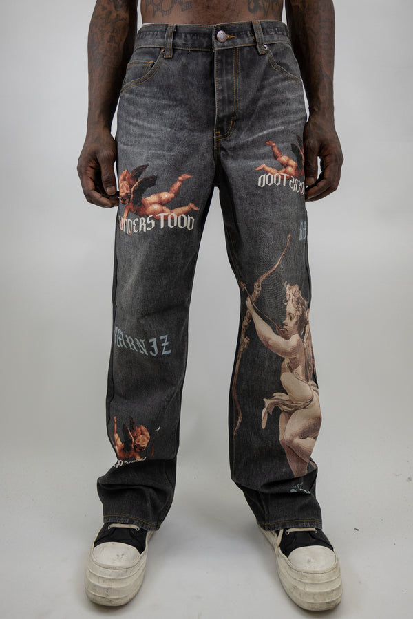 RM205B BABY - Graphic Printed Baggy Jeans