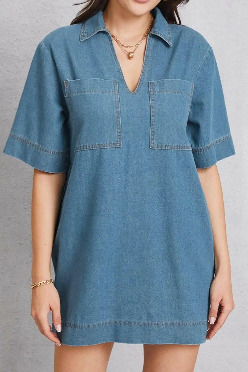 Trendsi Jeans & Denim Denim mini dress with pockets