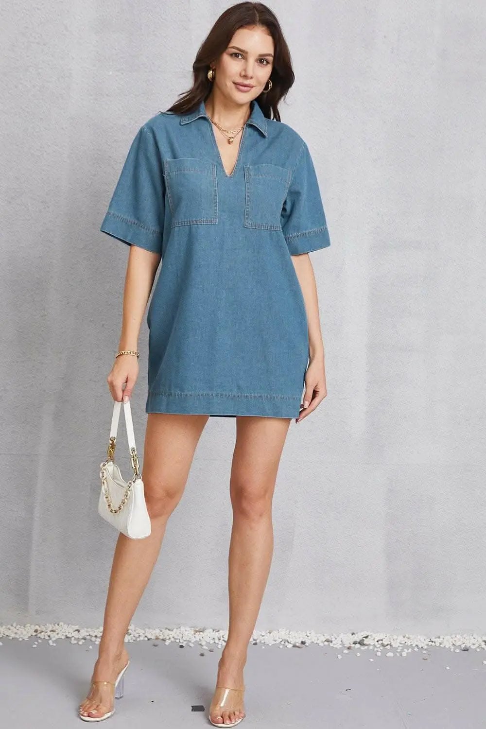 Trendsi Jeans & Denim Denim mini dress with pockets