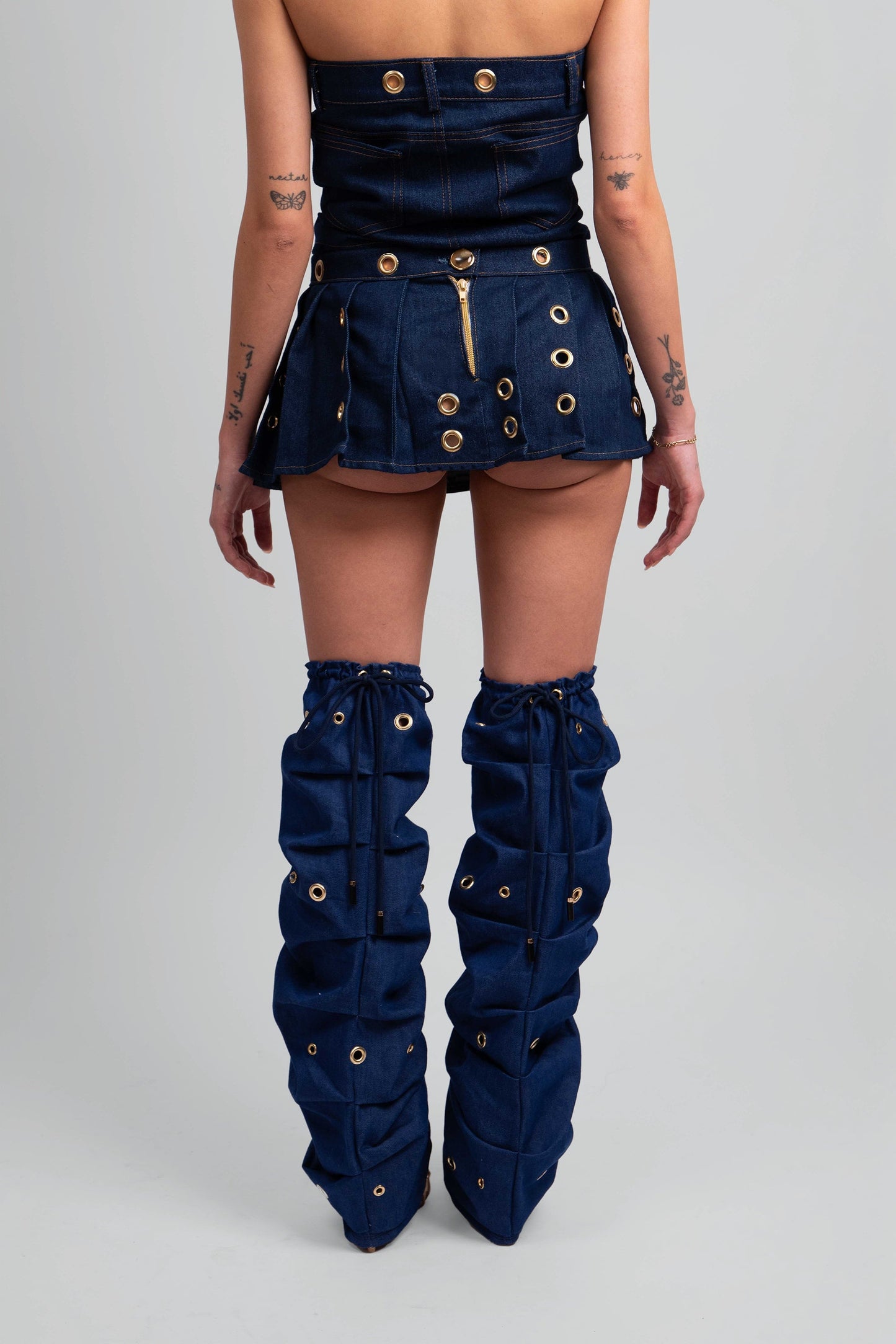 Destiny Pleated Denim Mini Skirt