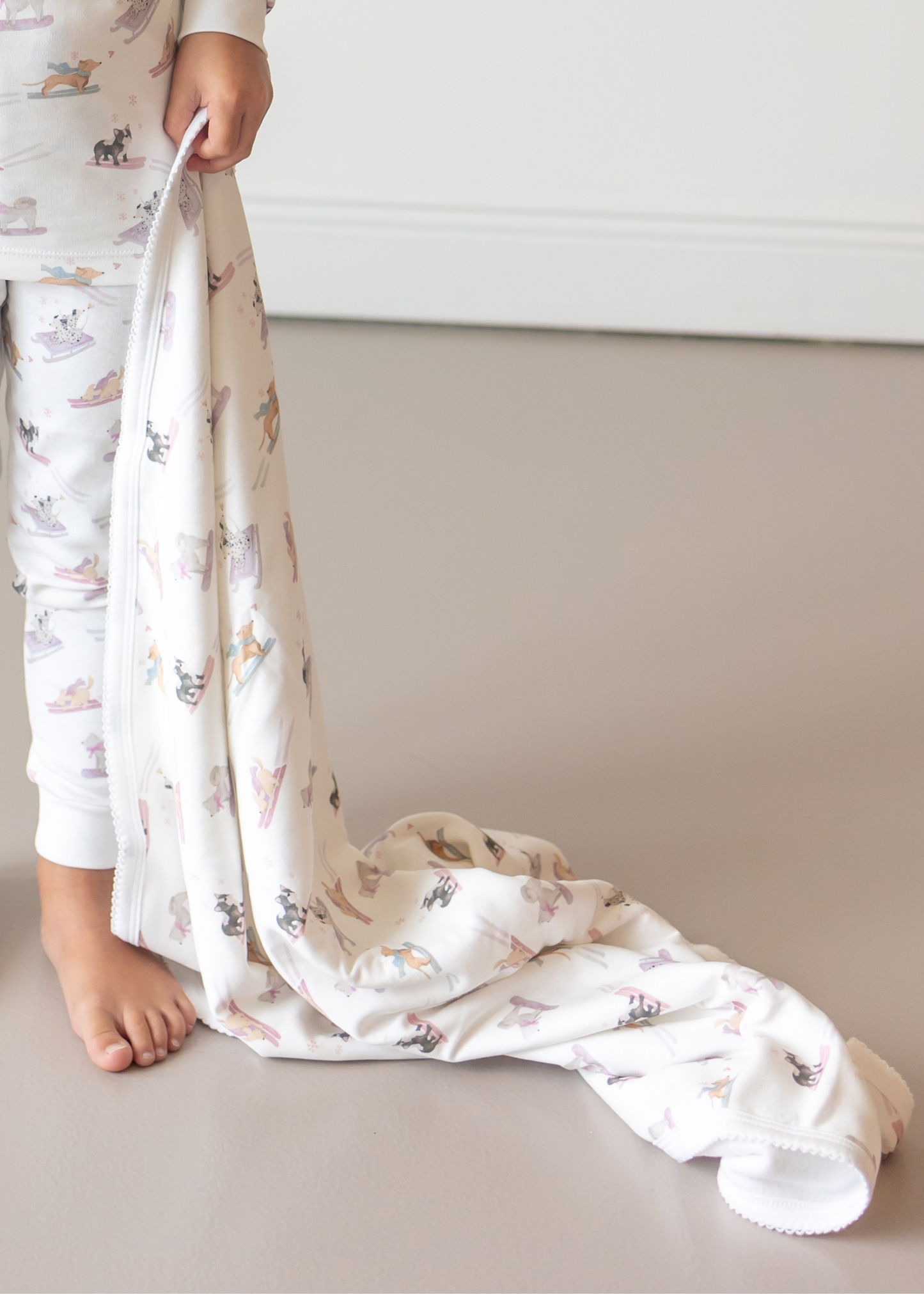 Ski Pups Girl Pima Baby Blanket