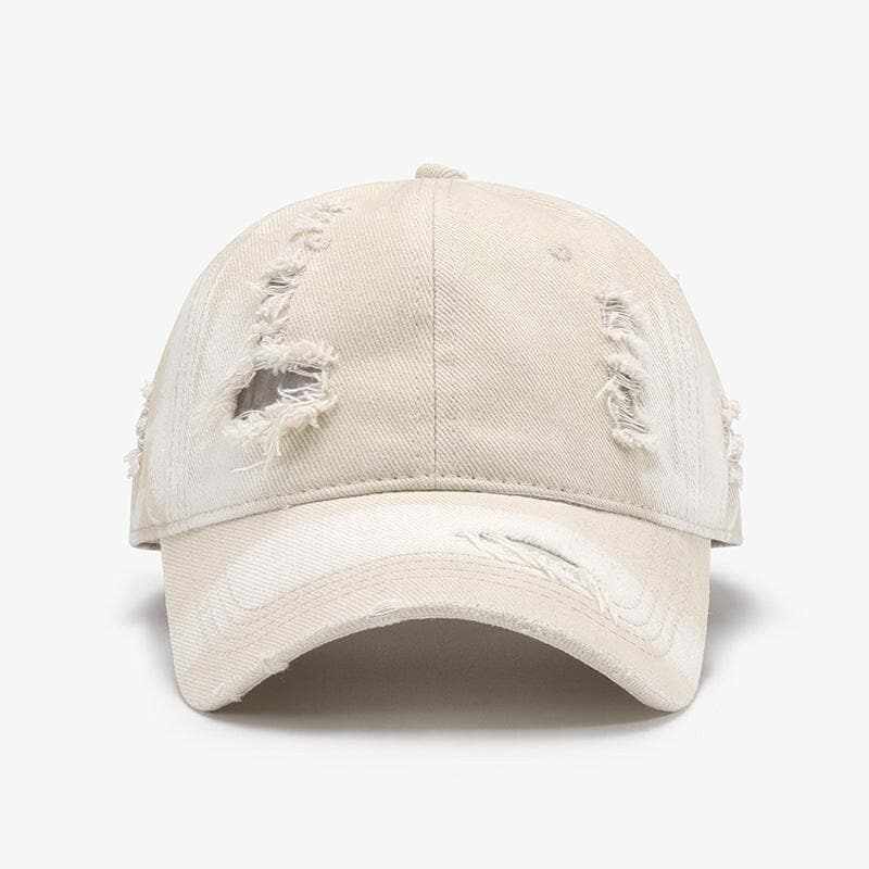 Distressed Cotton Cap - Adjustable Fit - Casual Style