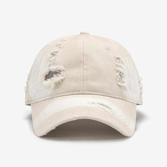 Distressed Cotton Cap - Adjustable Fit - Casual Style