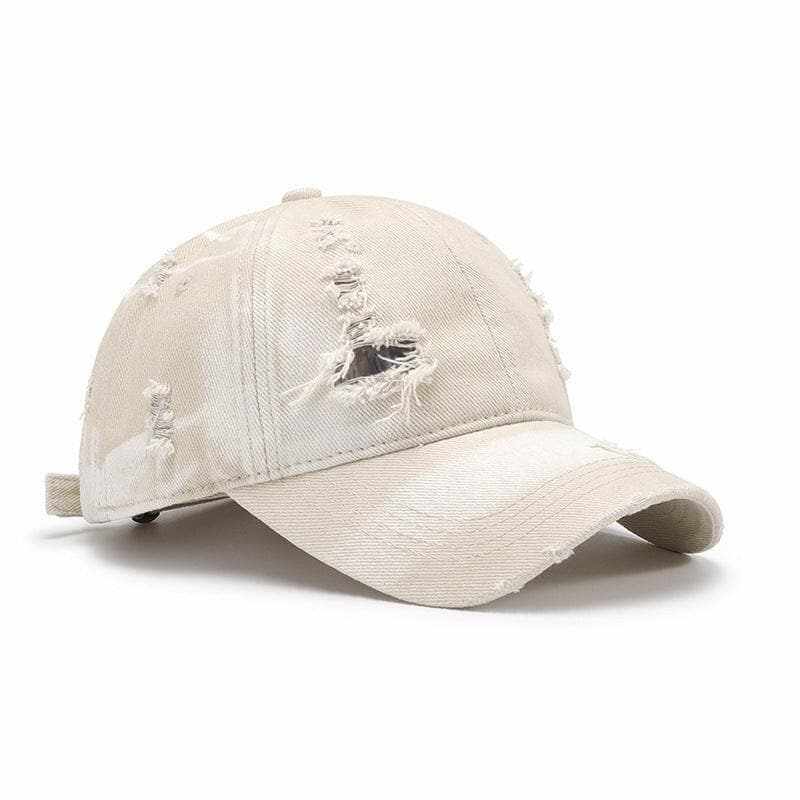 Distressed Cotton Cap - Adjustable Fit - Casual Style