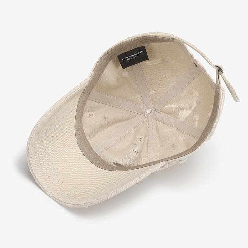 Distressed Cotton Cap - Adjustable Fit - Casual Style