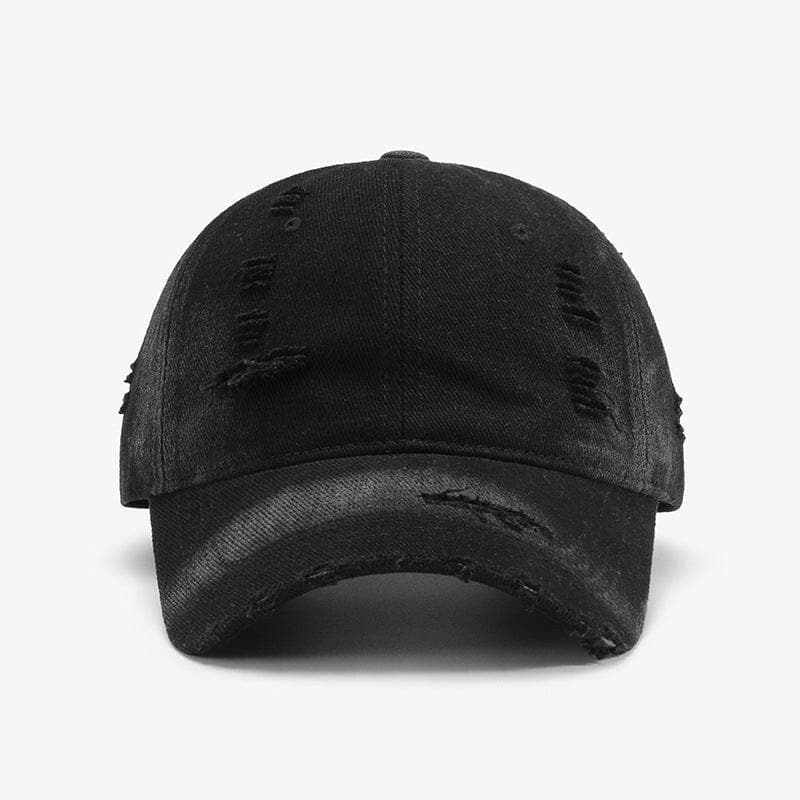 Distressed Cotton Cap - Adjustable Fit - Casual Style