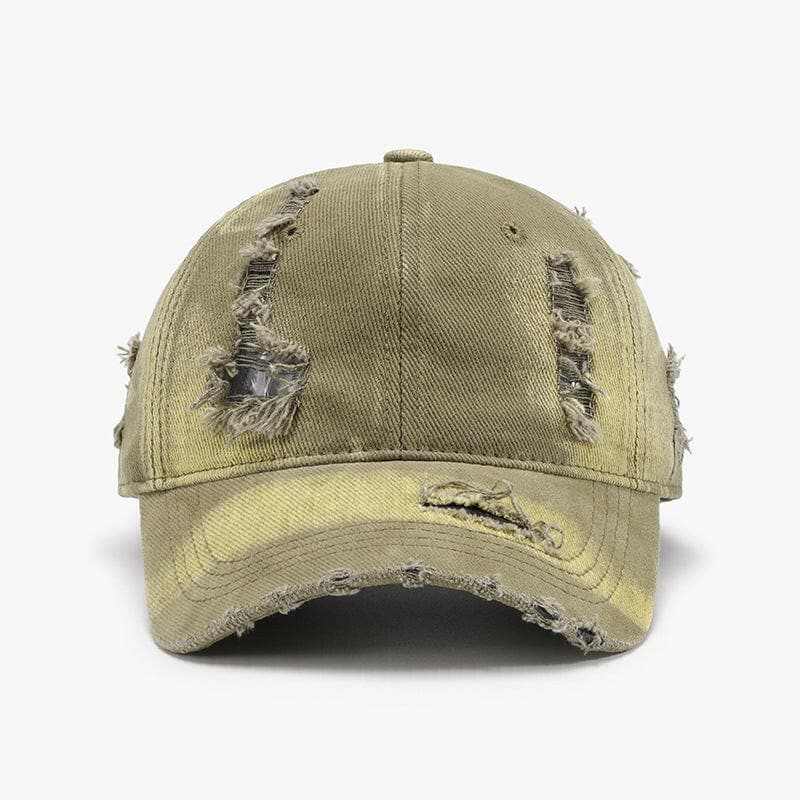 Distressed Cotton Cap - Adjustable Fit - Casual Style