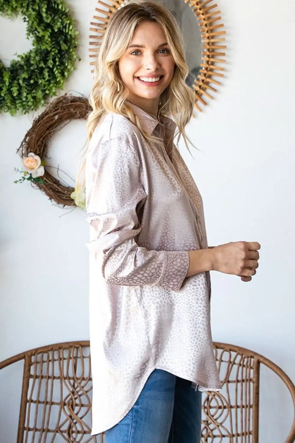 Trendsi Ditsy Dot Satin Shirt Women's Elegant Blouse - Soft & Chic Top