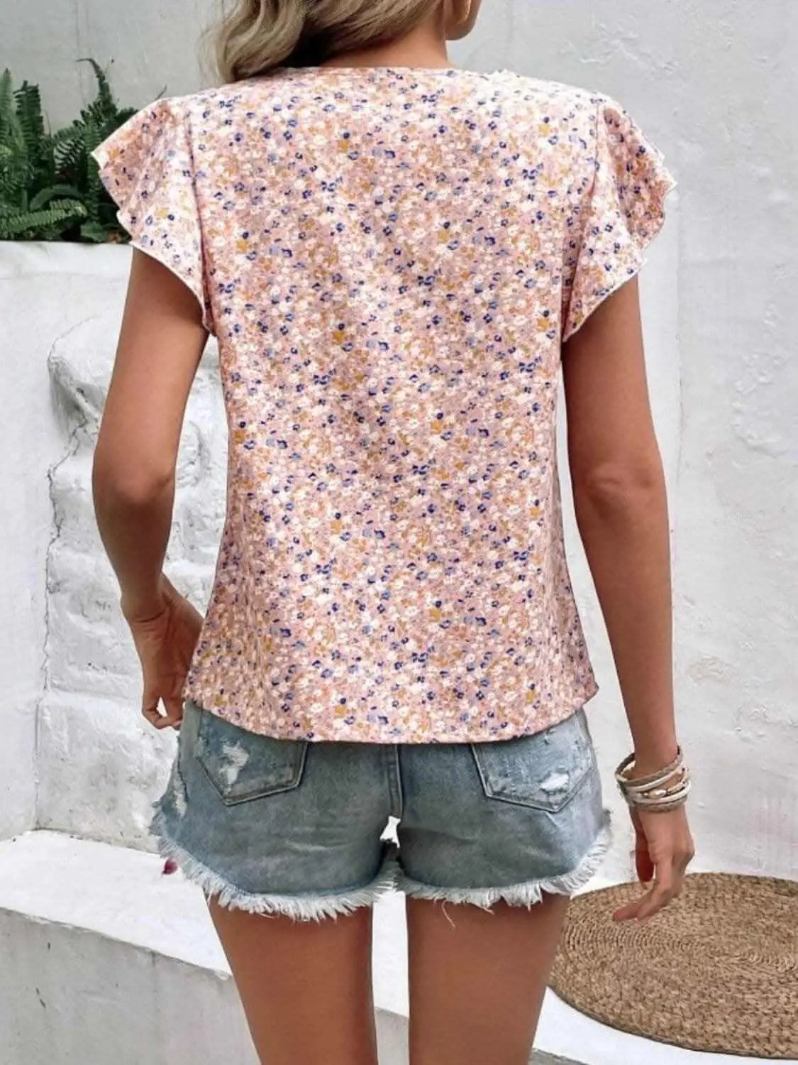 Trendsi Ditsy floral cap sleeve top