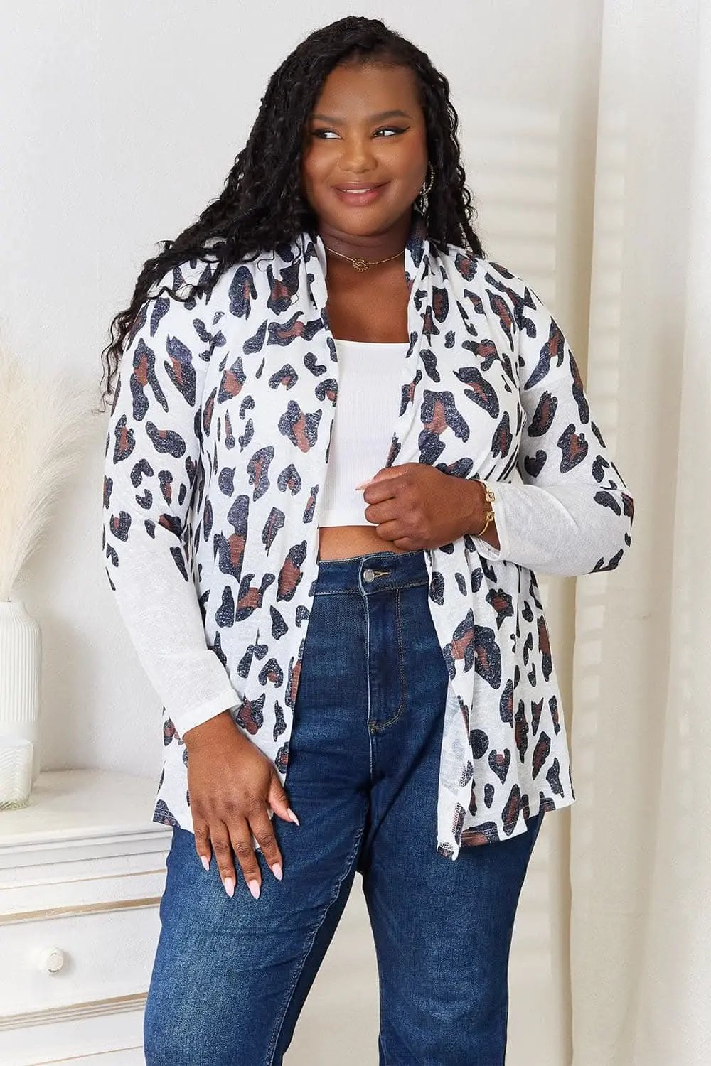Cardigan - Double Take Leopard Print - Open Front