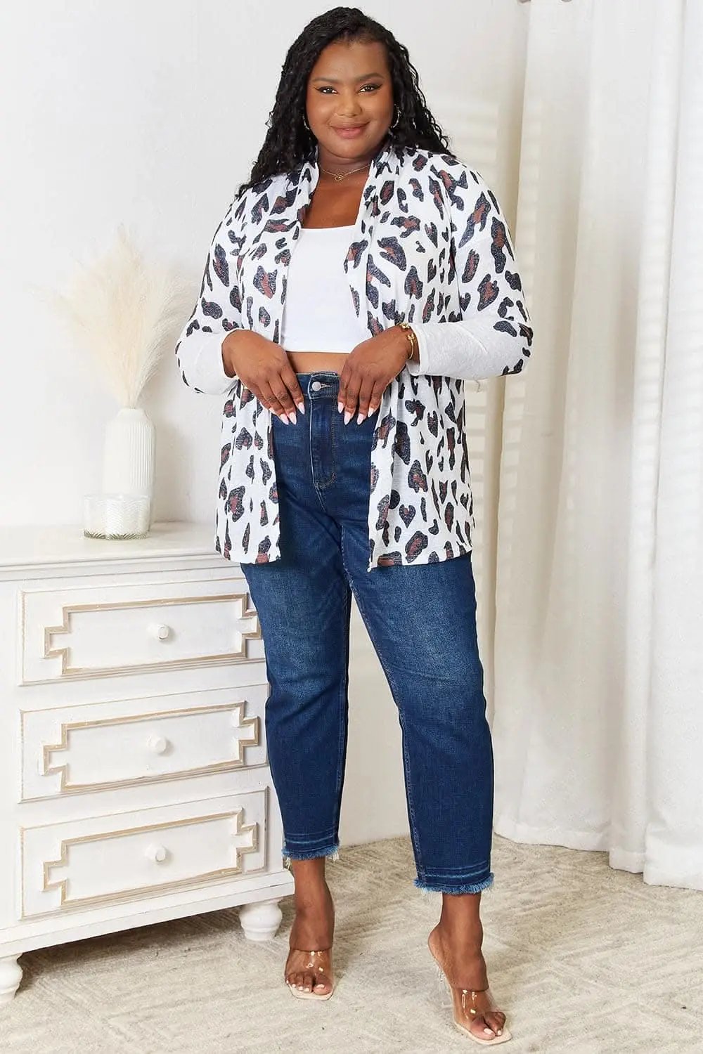 Cardigan - Double Take Leopard Print - Open Front