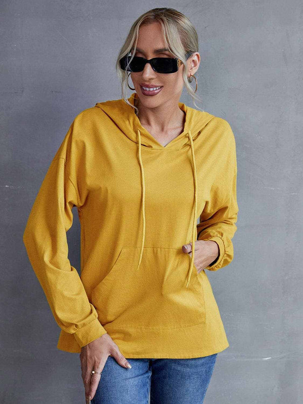 Trendsi Sweatshirts & Hoodies - Trendsi Dropped shoulder hoodie with p