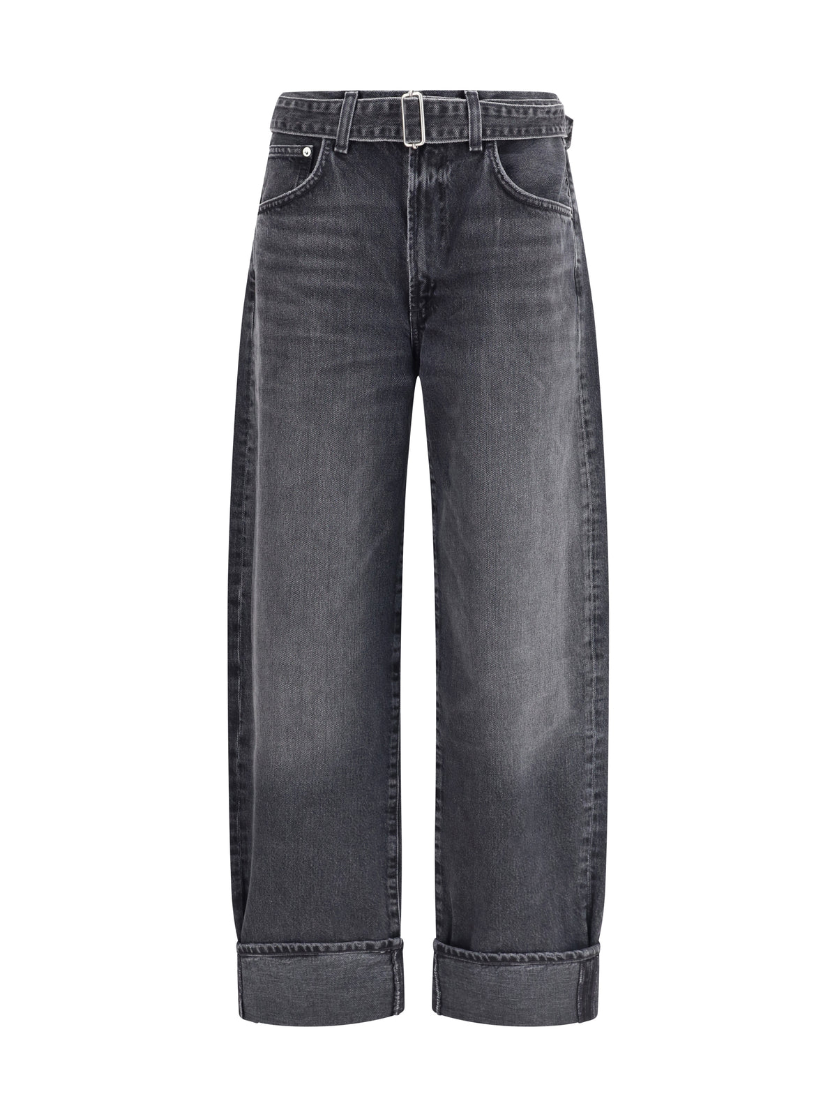 Jeans Cuffed Taper Wide Arcane Black Denim
