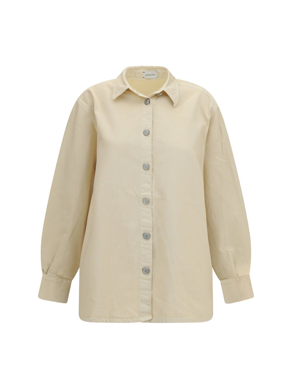 Oversized Denim Shirt in Beige
