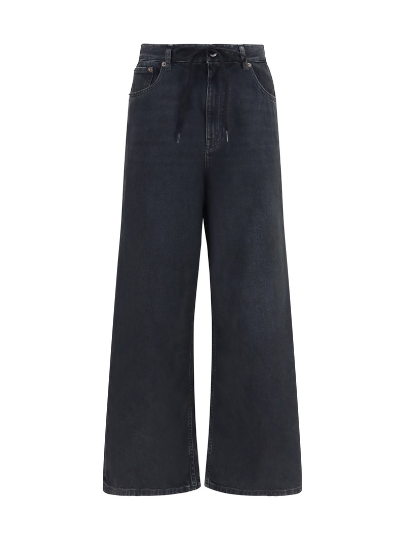 Straight-Leg Stretch Denim Jeans Black