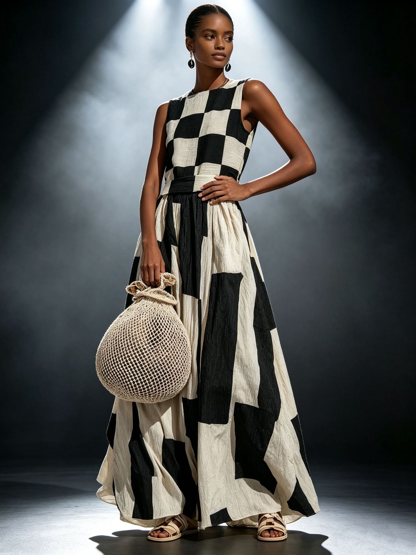 Round Neck Sleeveless Loose Maxi Dress