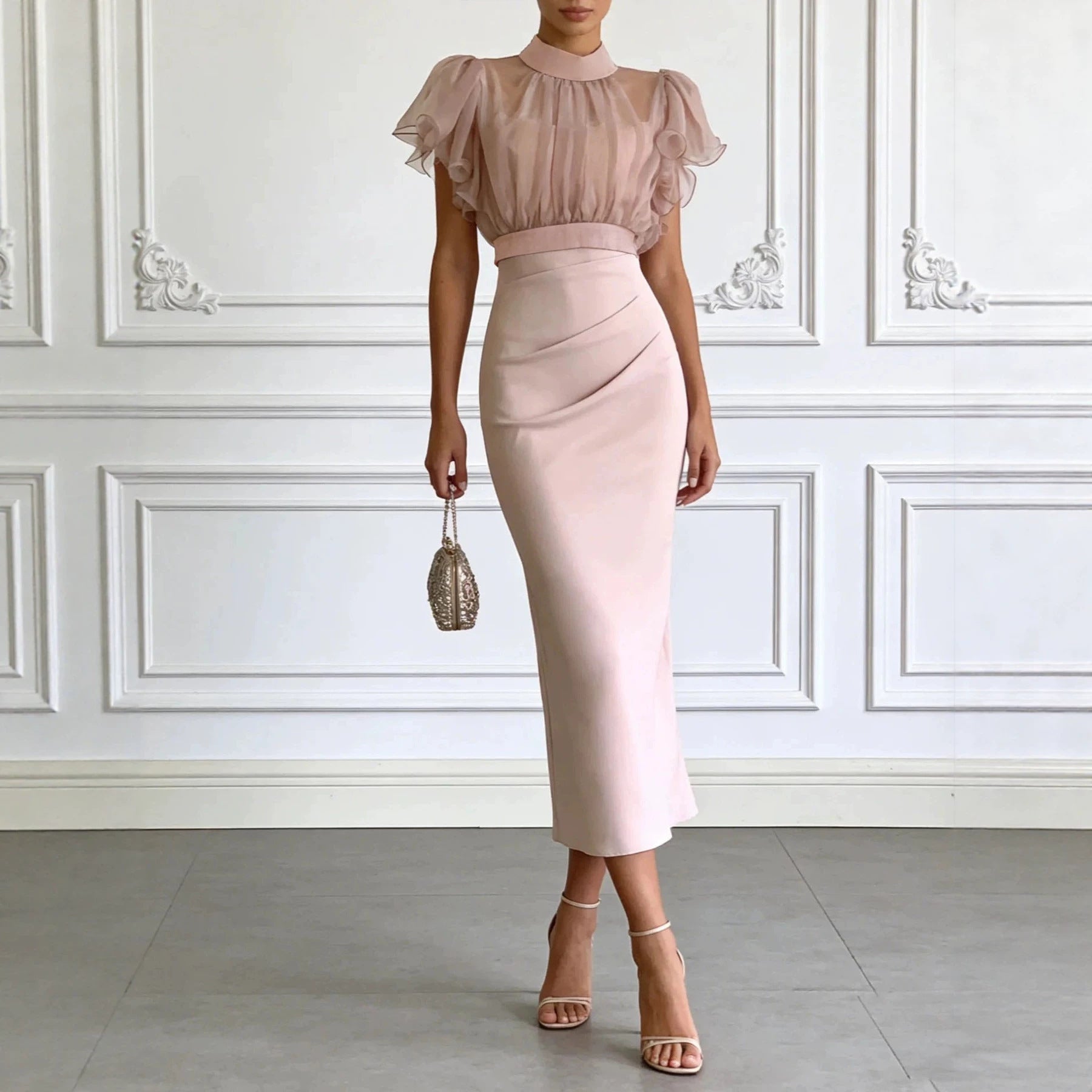 two-piece dress set formal Pink Wedding Guest Outfit Evening Party GLS Black 2 Piece Set