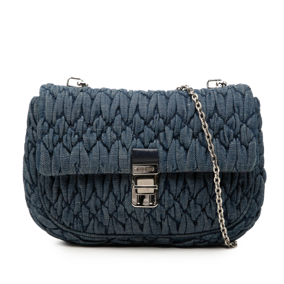 Miu Miu Satchel Matelasse Denim Blue