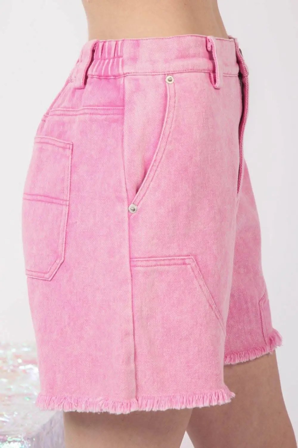 Denim Shorts - Washed Raw Hem - Edgy Casual