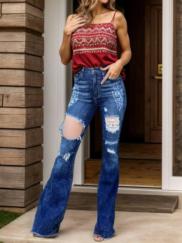 Trendsi Jeans & Denim Edgy bootcut jeans with raw hem