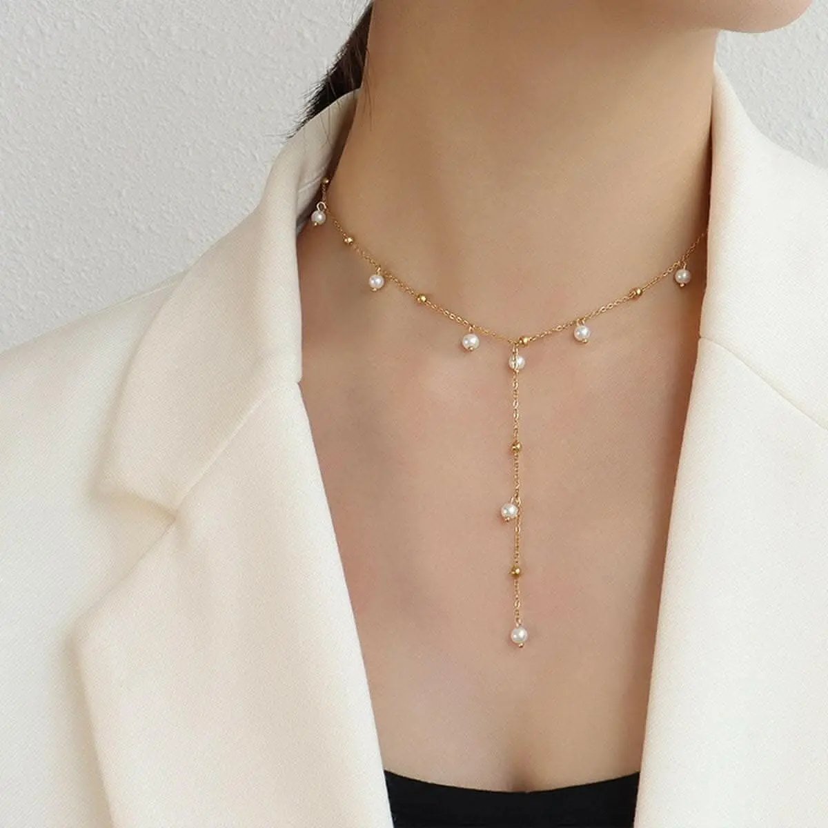 Trendsi Necklaces - Elegant 18K gold pearl necklace
