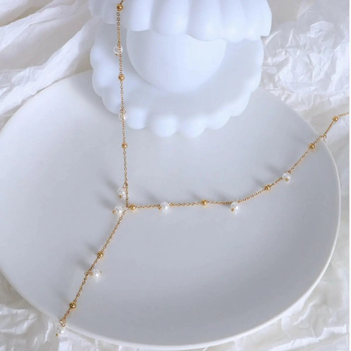 Trendsi Necklaces - Elegant 18K gold pearl necklace