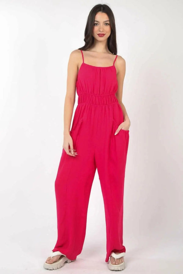 Trendsi Pintuck Jumpsuit Women's Versatile Elegant Sleeveless One-Piece