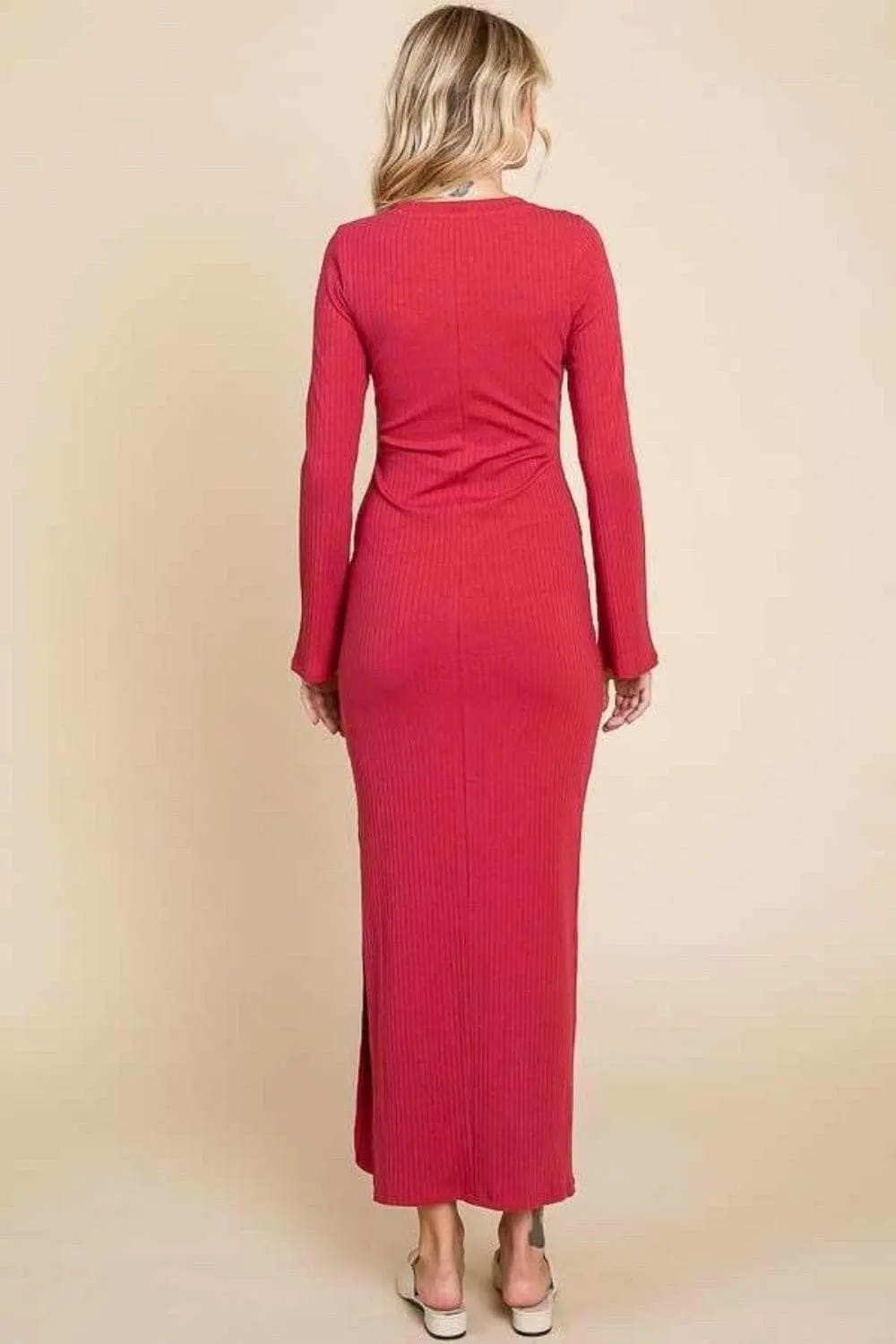 Trendsi usa - Elegant bodycon maxi dress with bell sleeves