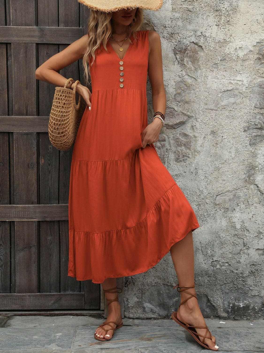 Trendsi just arrived - Elegant buttoned cotton dress