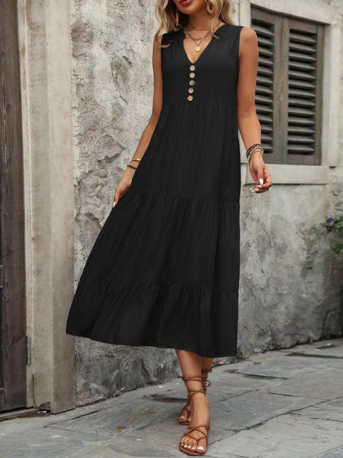 Trendsi just arrived - Elegant buttoned cotton dress