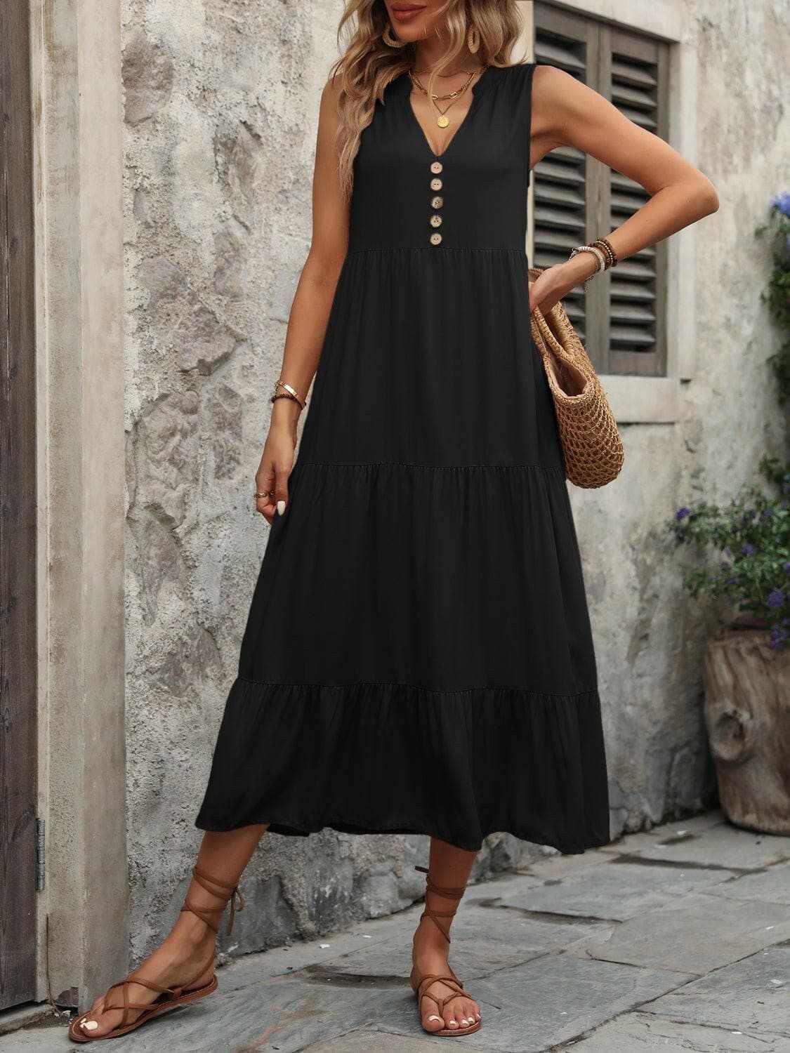 Trendsi just arrived - Elegant buttoned cotton dress