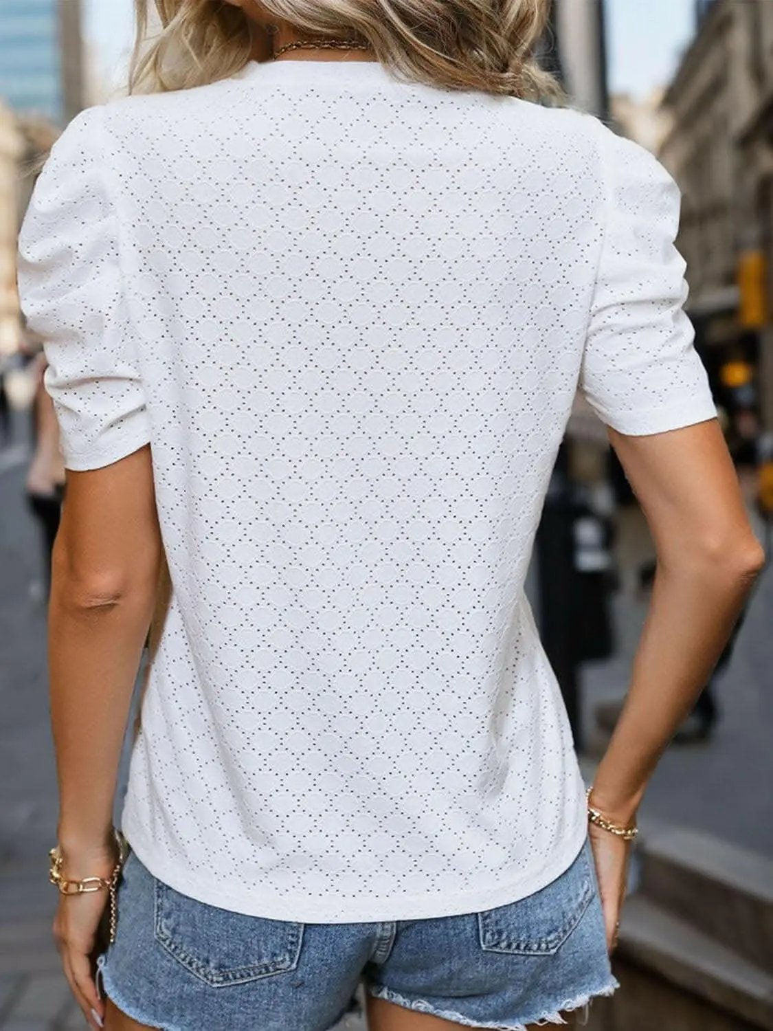 Trendsi just arrived - Elegant eyelet lace t-shirt