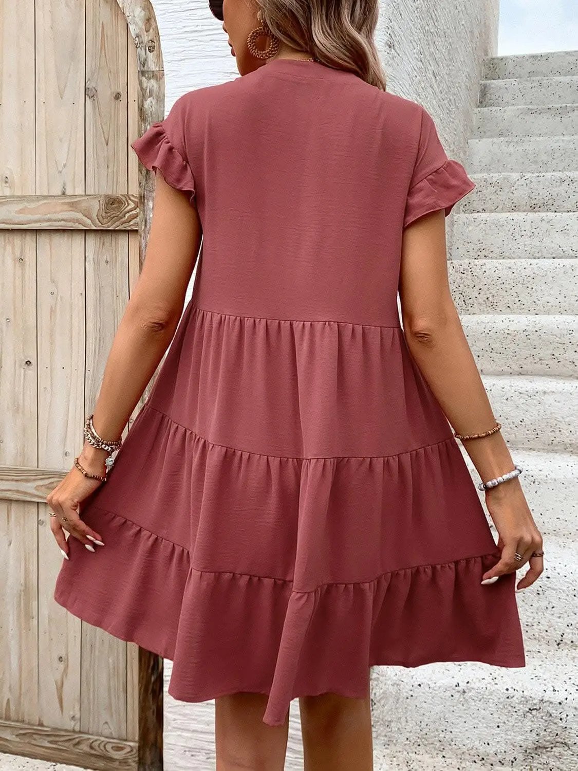 Mini Dress - Flounce Sleeve - Elegant Party Style
