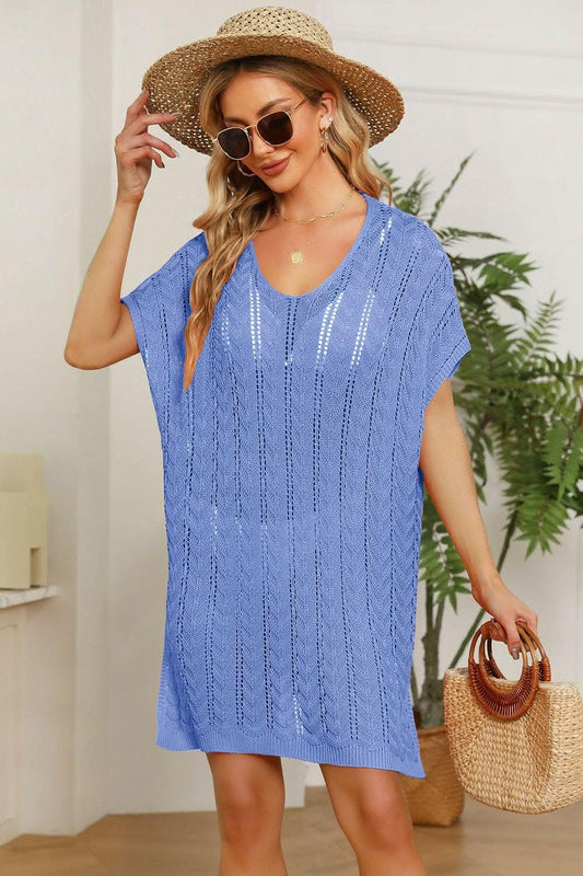Trendsi Color - Elegant knit cover up with slits