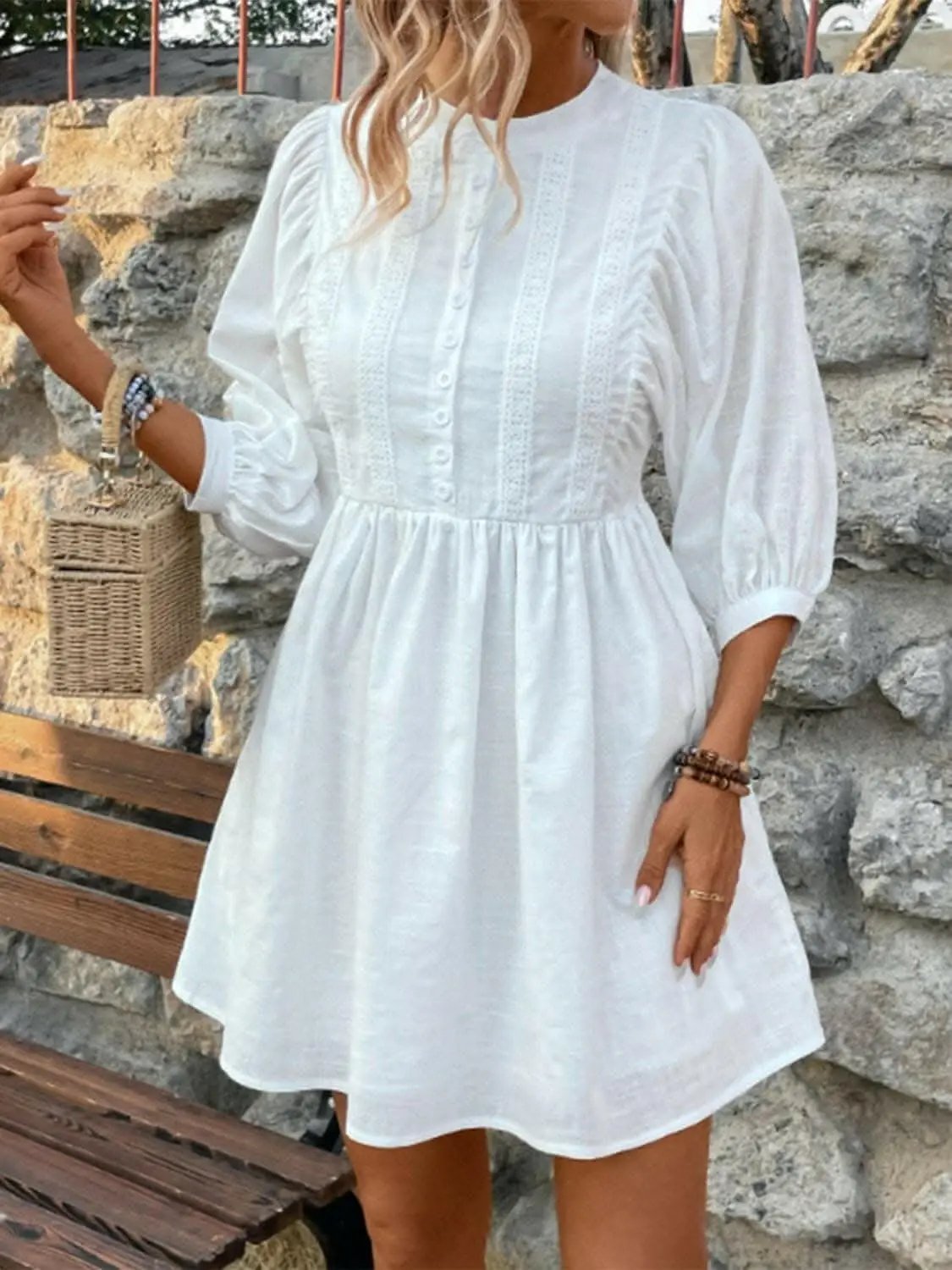 Trendsi just arrived - Elegant lace button-up dress