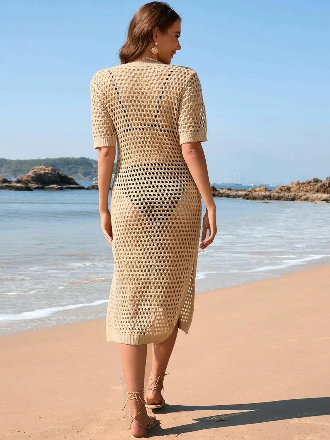 Beach Cover-up - Elegant Mesh - Sheer Overlay