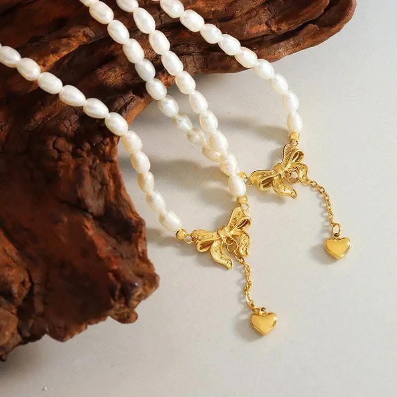 Trendsi Necklaces - Elegant pearl heart necklace