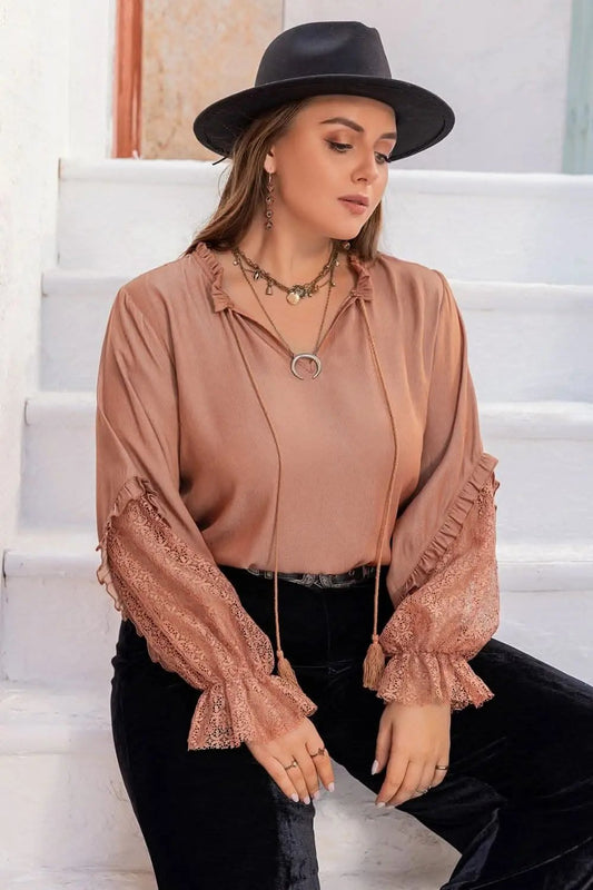Trendsi Flounce Sleeve Blouse Women's Plus Size Top Versatile & Stylish Design