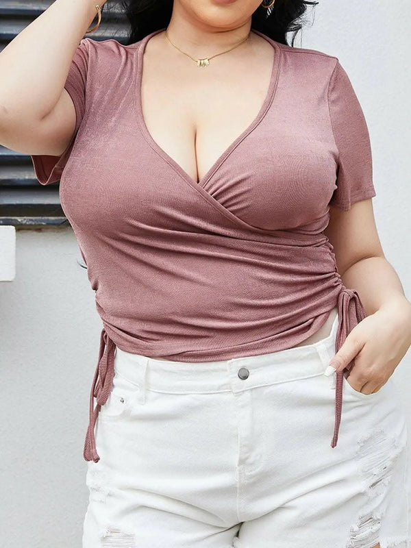 Trendsi Ruched Blouse Plus Size Women's Elegant Top - Flattering Fit, Comfortable
