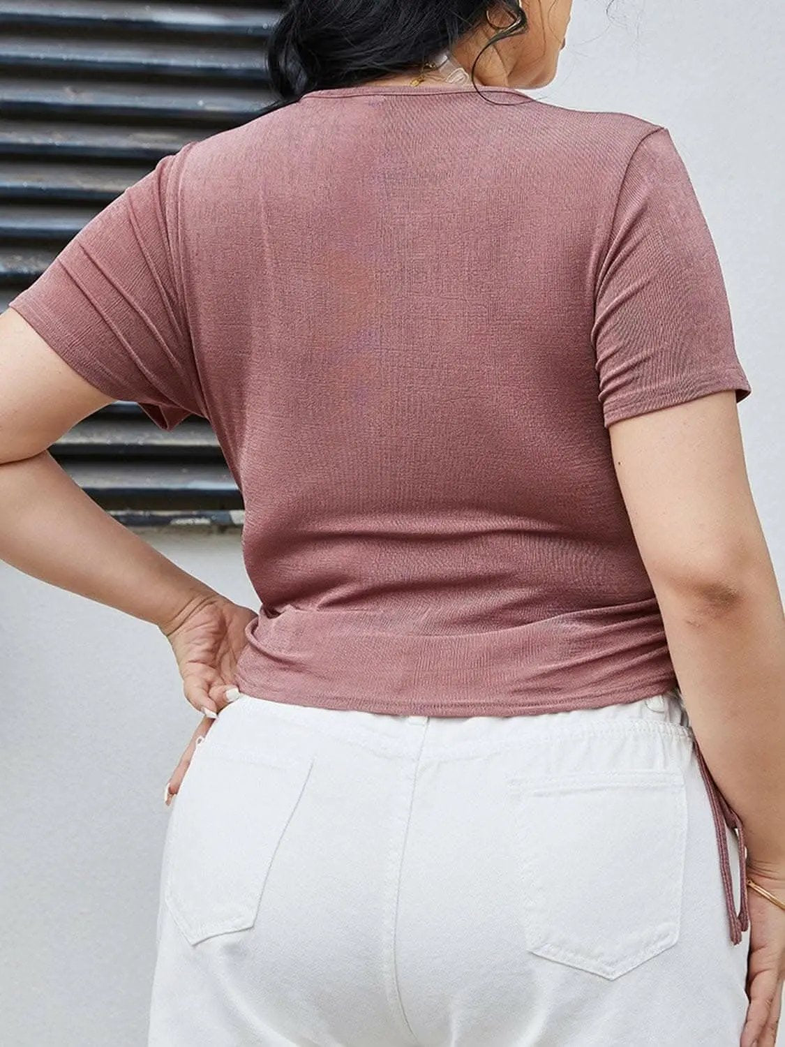 Trendsi Ruched Blouse Plus Size Women's Elegant Top - Flattering Fit, Comfortable