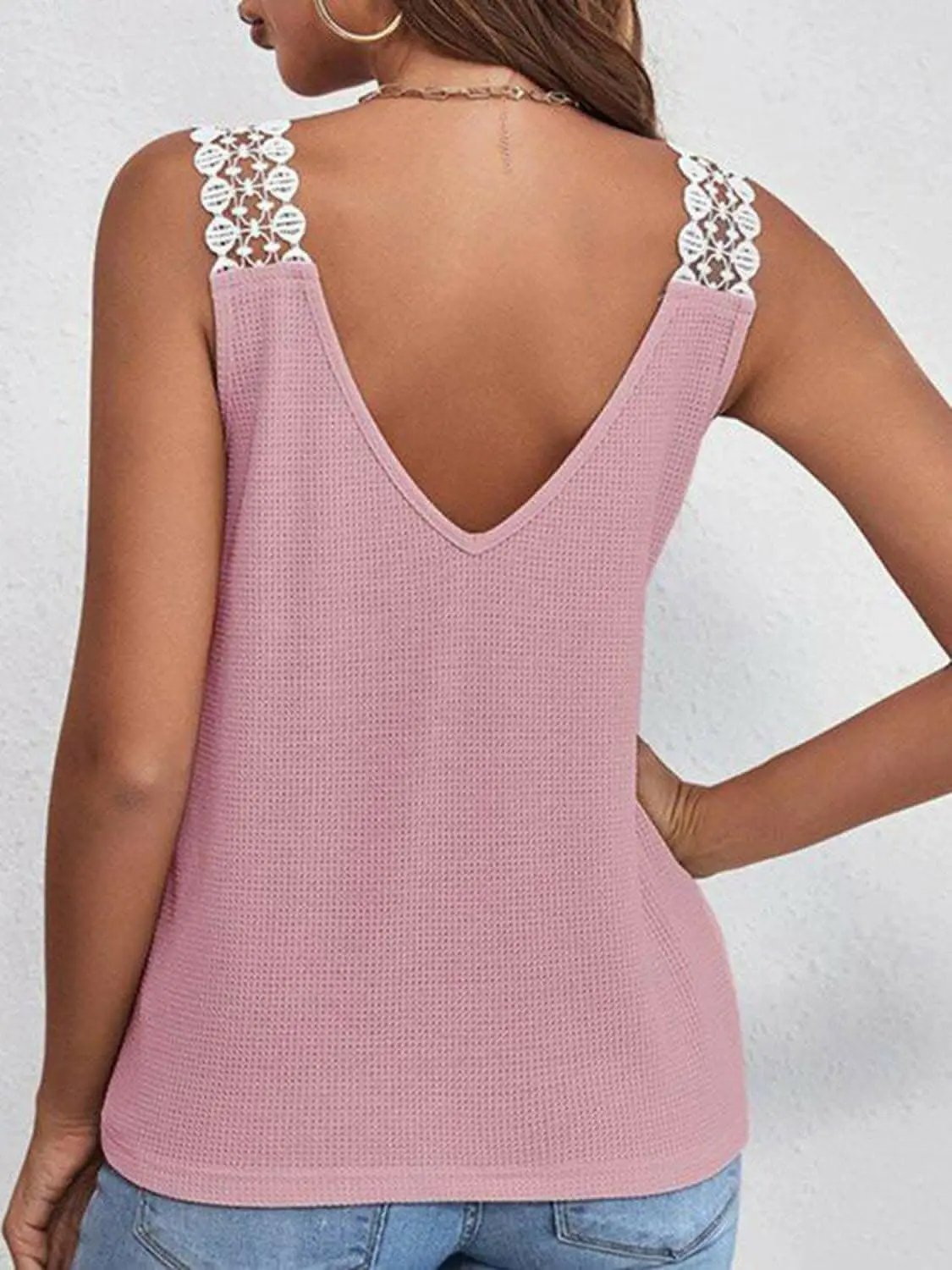Trendsi just arrived - Elegant sheer lace v-neck tank