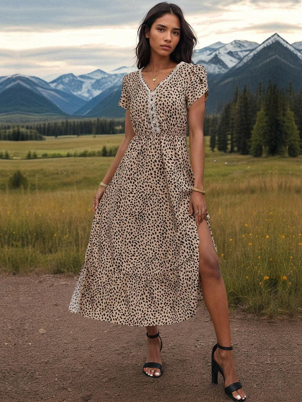 Trendsi Elegant sheer v-neck dress