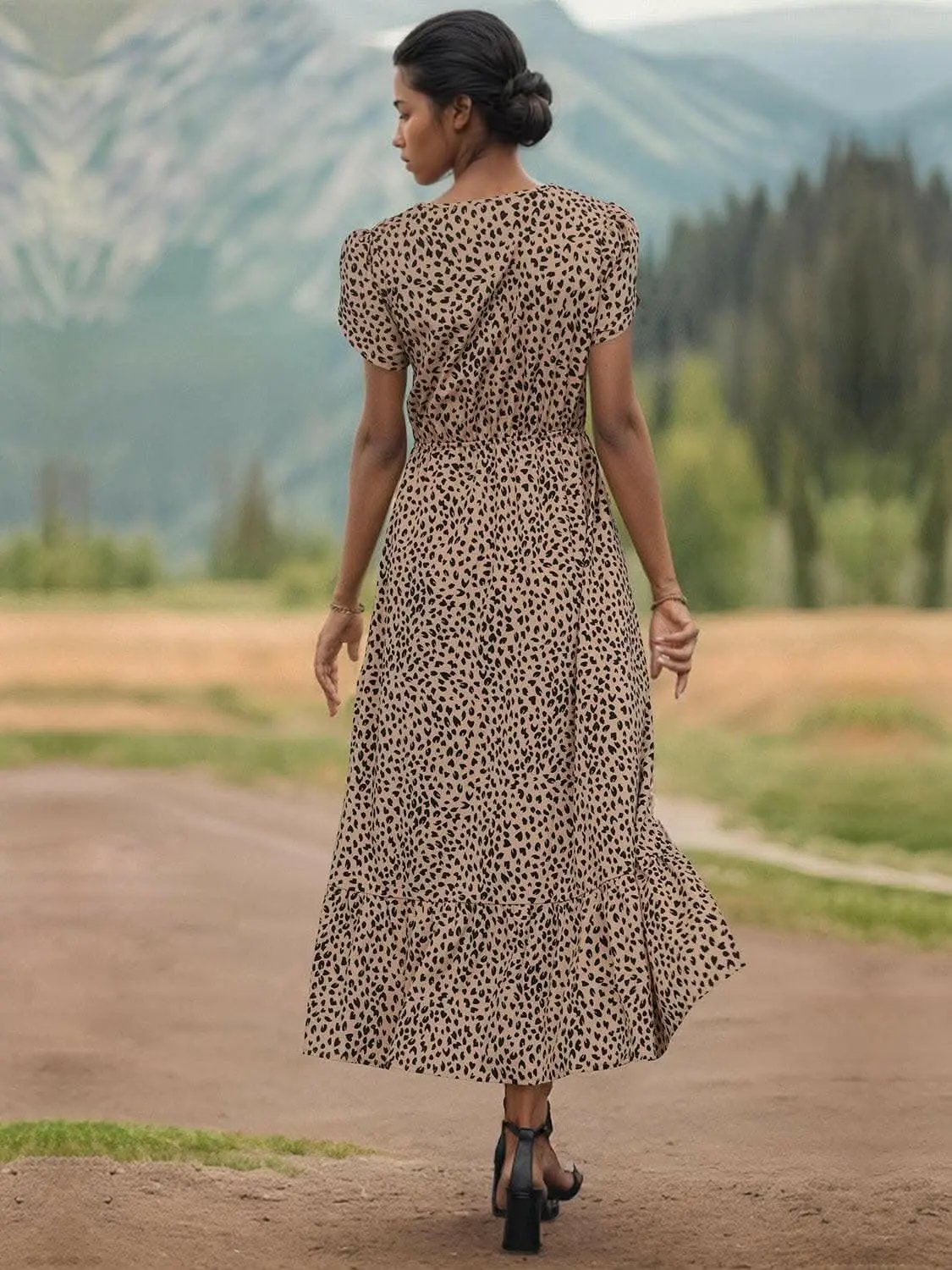 Trendsi Elegant sheer v-neck dress