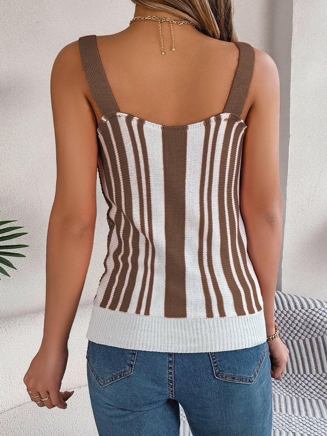 Trendsi just arrived - Elegant sheer v-neck tank top