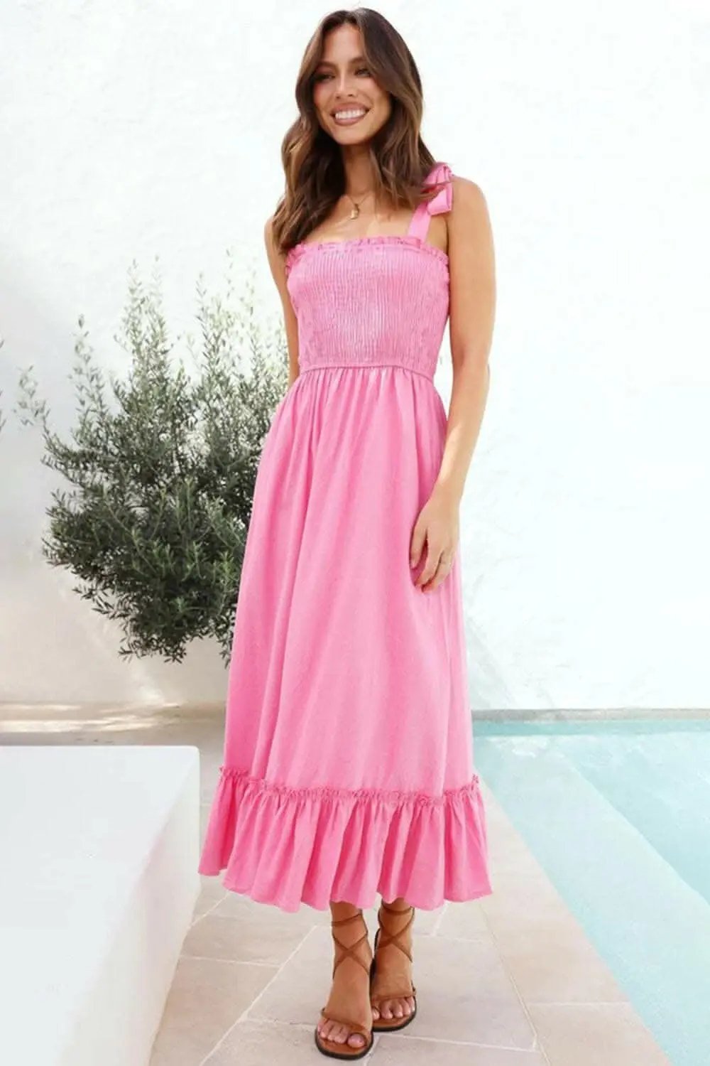 Trendsi swimwear - Elegant smocked ruffled dress