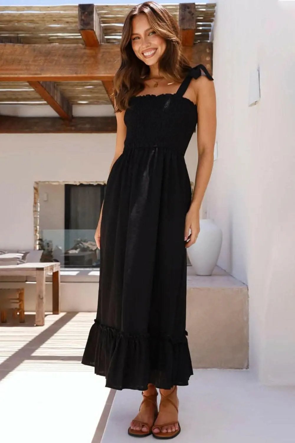 Trendsi swimwear - Elegant smocked ruffled dress