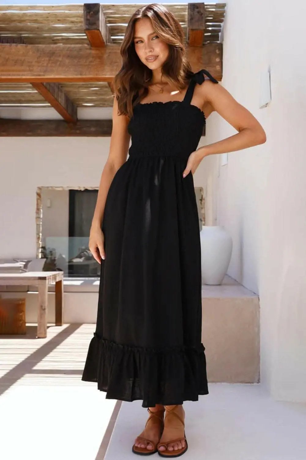 Trendsi swimwear - Elegant smocked ruffled dress