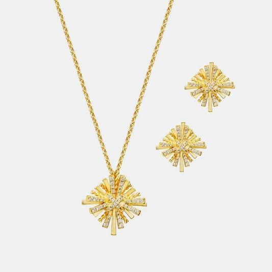 Trendsi Necklaces - Elegant starburst gold jewelry set