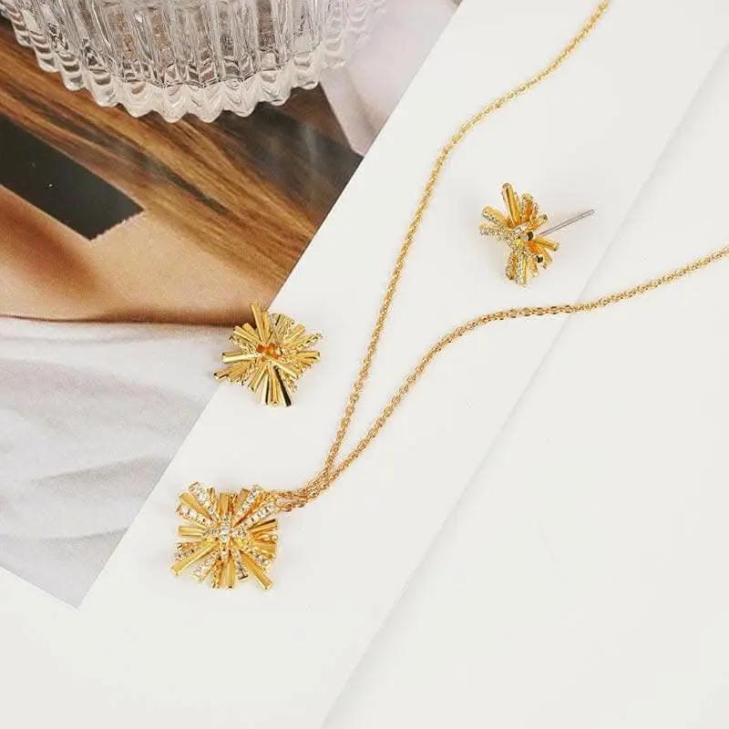 Trendsi Necklaces - Elegant starburst gold jewelry set