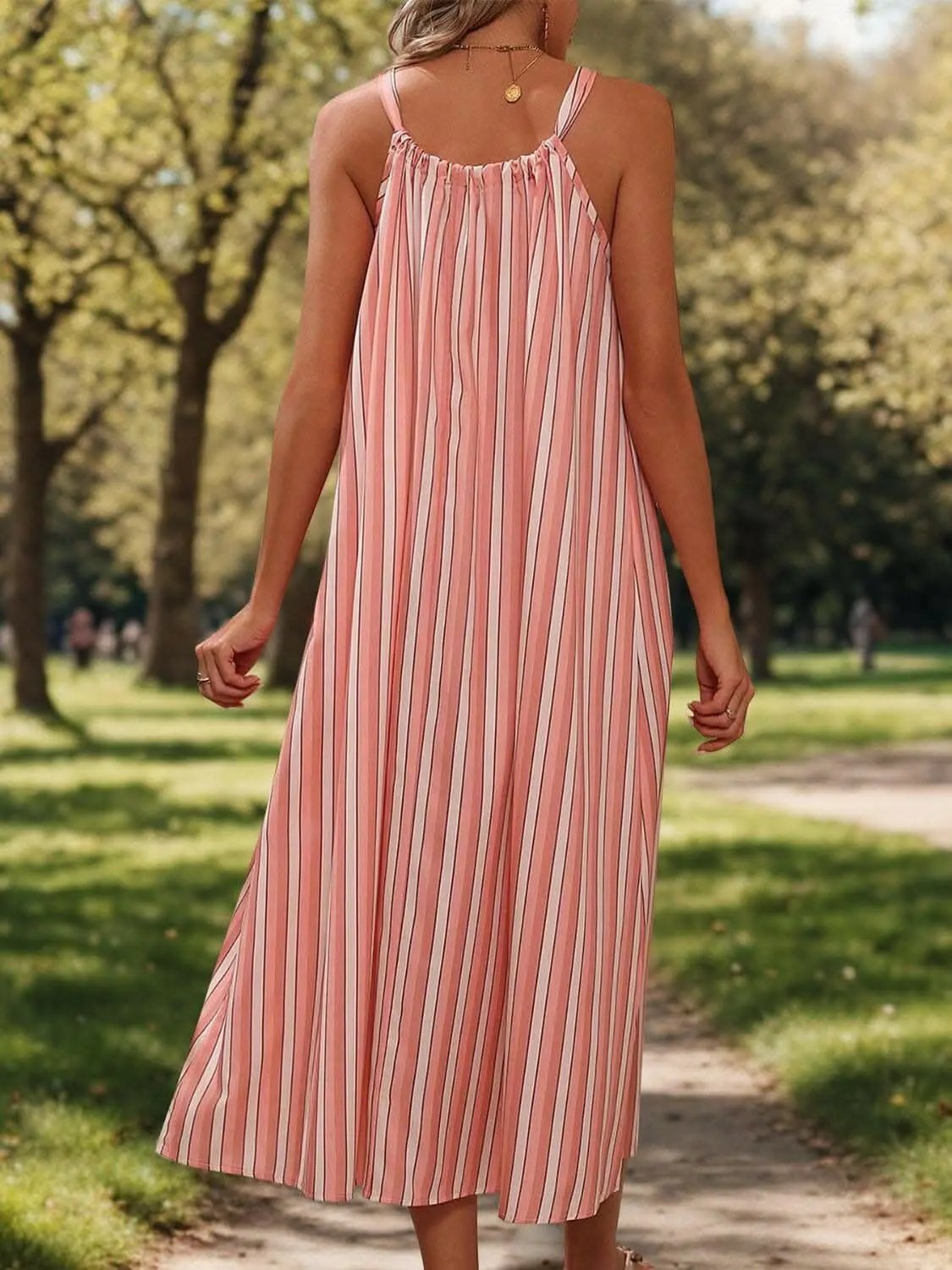 Trendsi Elegant striped midi dress